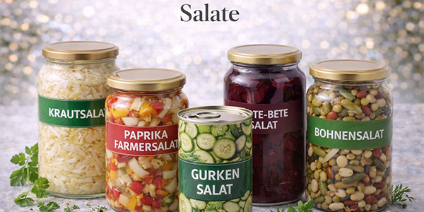 Salate Genussfertig aus Konserve oder Glas