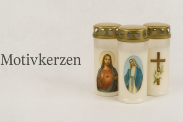 Motivkerzen Grab kaufen - Gedenkkerzen mit Symbolen & Sprüchen