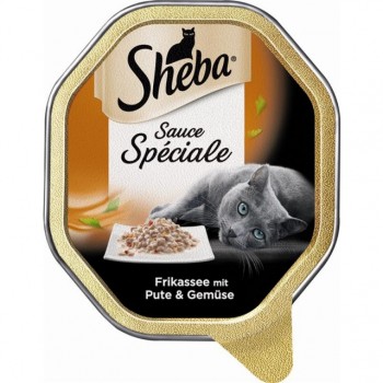 Sheba Schale Sauce Speciale Frikassee mit Pute & Gemüse Nassfutter 22x85g
