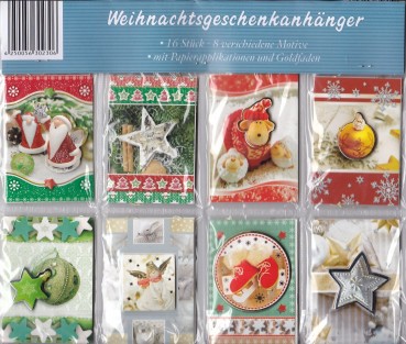 Geschenksanhänger 16 Stück - 8 Motive