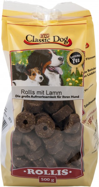 Classic Dog Snack Rollis mit Lamm 500g