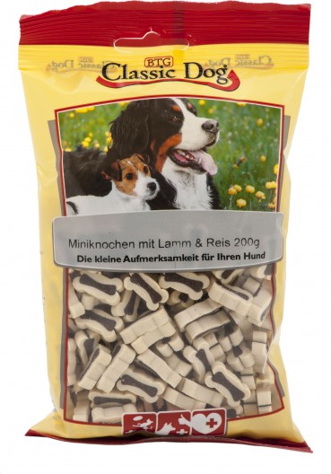 Classic Dog Snack Miniknochen mit Lamm & Reis 12x200g