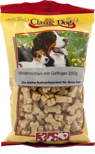 Classic Dog Snack Miniknochen mit Geflügel 12x200g