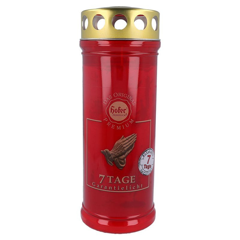 Hofer-Kerzen Premium 7 Tage Garantielicht mit Deckel, rot