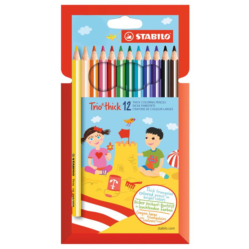 Dreikant-Buntstift - STABILO Trio dick - 12er Pack - mit 12 verschiedenen Farben