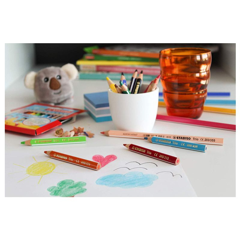 Preview: Dreikant-Buntstift - STABILO Trio dick kurz - 12er Pack - mit 12 verschiedenen Farben