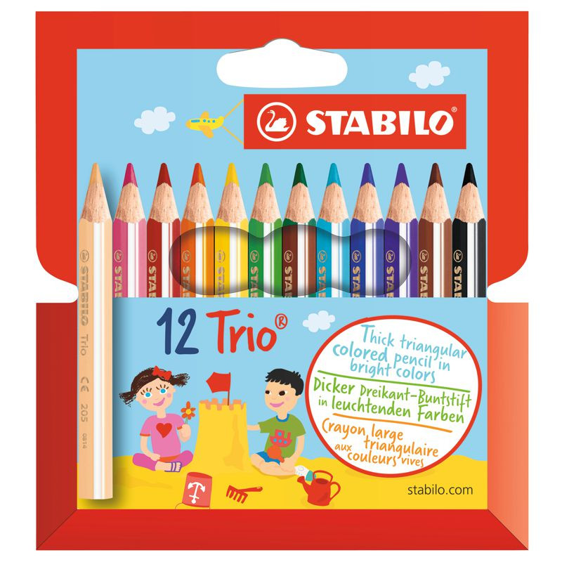 Dreikant-Buntstift - STABILO Trio dick kurz - 12er Pack - mit 12 verschiedenen Farben