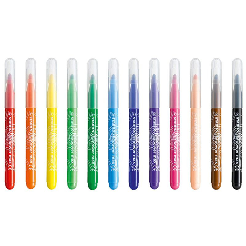 Preview: Filzstift - STABILO power max - 12er Pack - mit 12 verschiedenen Farben