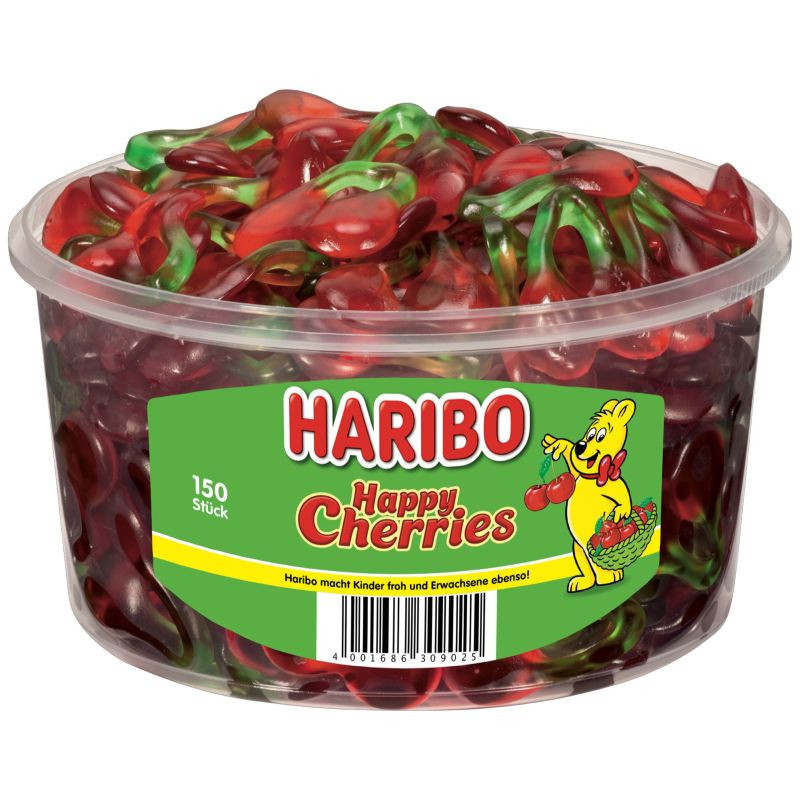 Haribo Happy Cherries Fruchtgummi Dose 150 Stück Kirschgeschmack