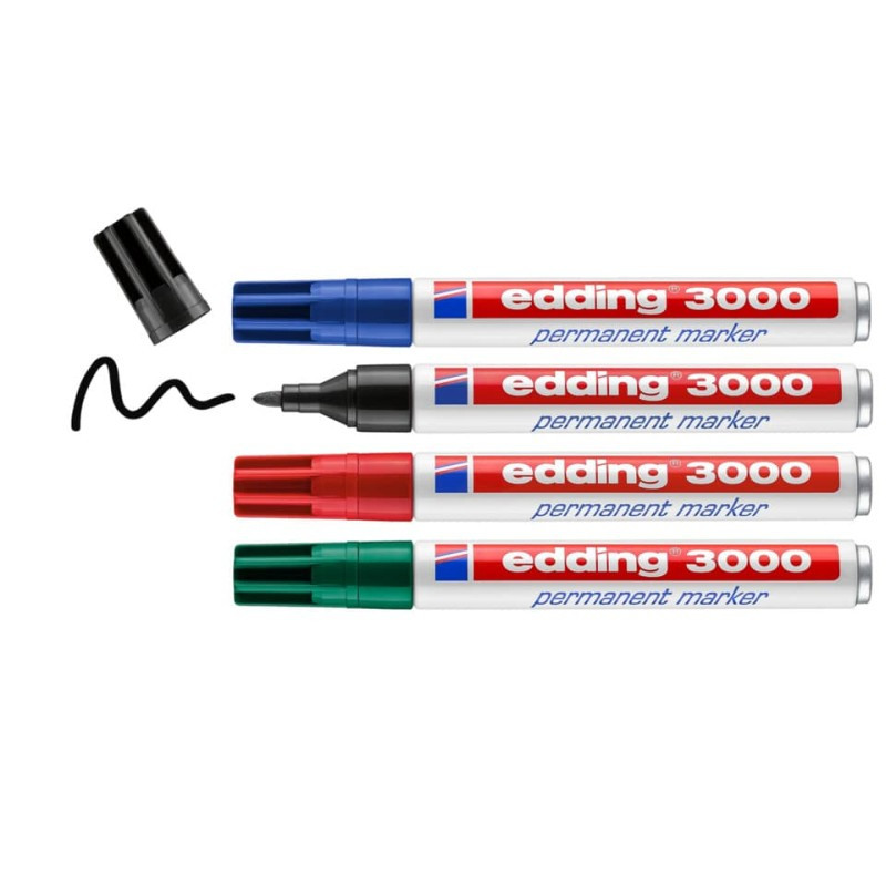 Preview: Edding 3000 Permanentmarker 4er Set 1,5-3mm