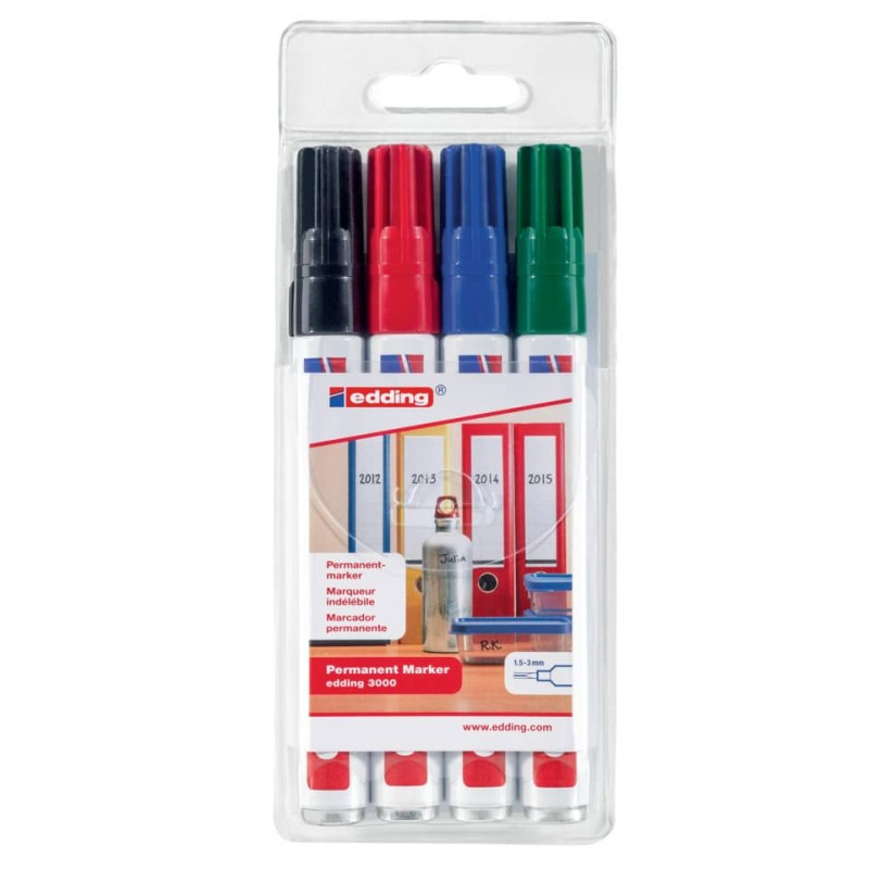 Edding 3000 Permanentmarker 4er Set 1,5-3mm
