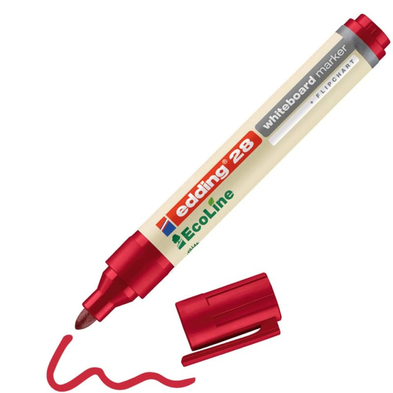 Preview: Edding 28 Whiteboardmarker EcoLine Rundspitze 1,5-3,0mm rot