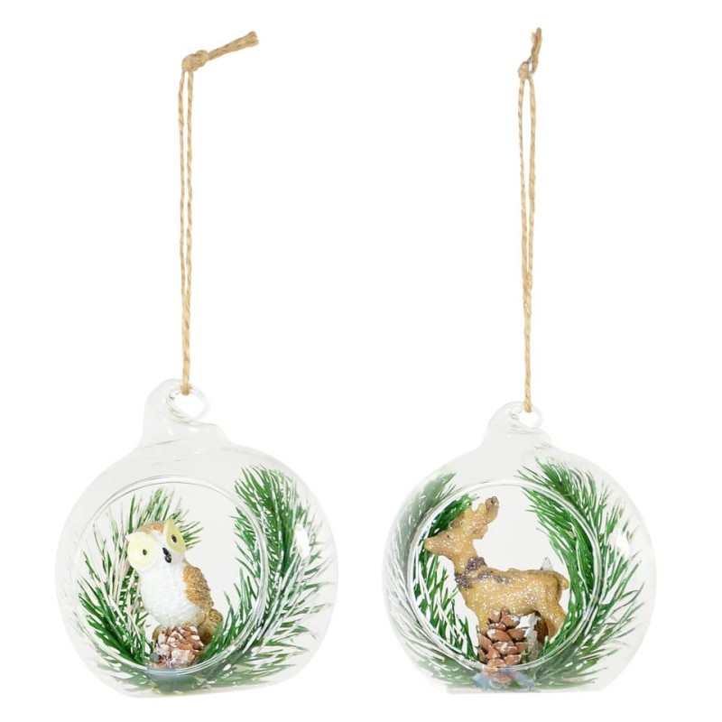 Weihnachten Baumbehang Kugel Eule/Reh transparent sotiert Ø8cm 1 Stück