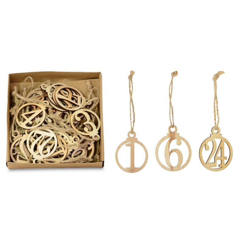 Adventkalender Zahlen Holz natur 24 Stück