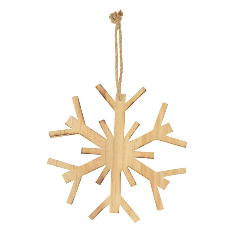 Weihnachten Baumbehang Anhänger Schneeflocke natur Holz 18x18x1,2cm