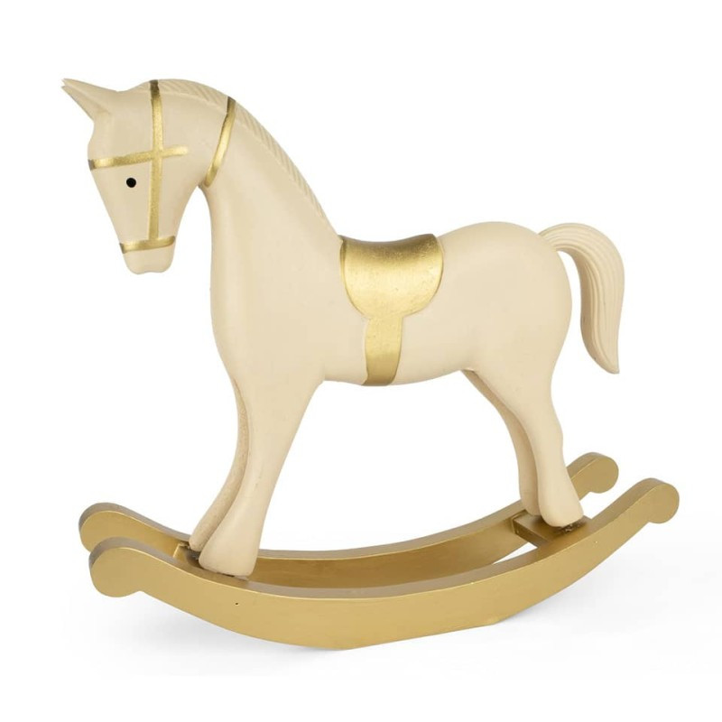 Weihnachten Figur Schaukelpferd Holz weiß 37x8x32cm