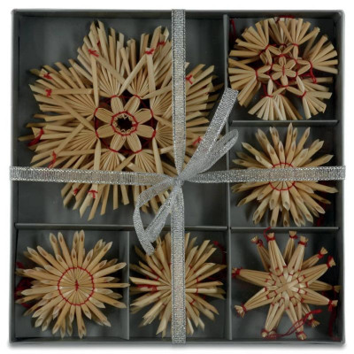 Weihnachten Baumbehang Anhänger Strohstern 6-12cm 14 Stück