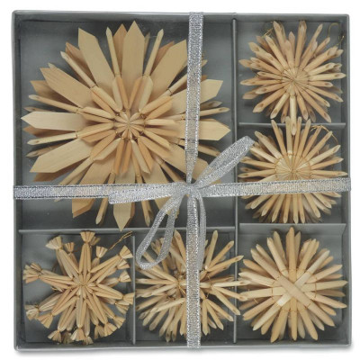 Weihnachten Baumbehang Anhänger Strohstern 6-12cm 17 Stück