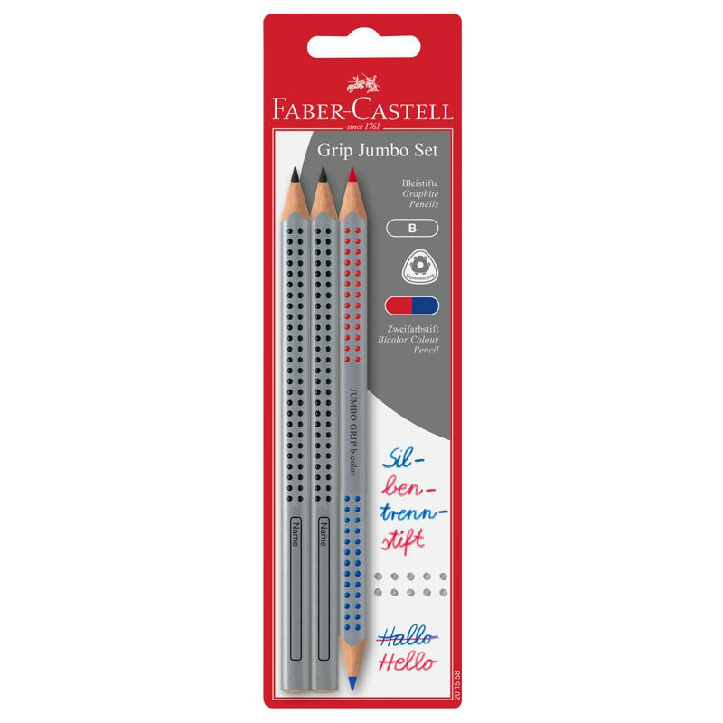 Faber-Castell Bleistiftset mit Silbentrennstift Jumbo Grip 3 Stück
