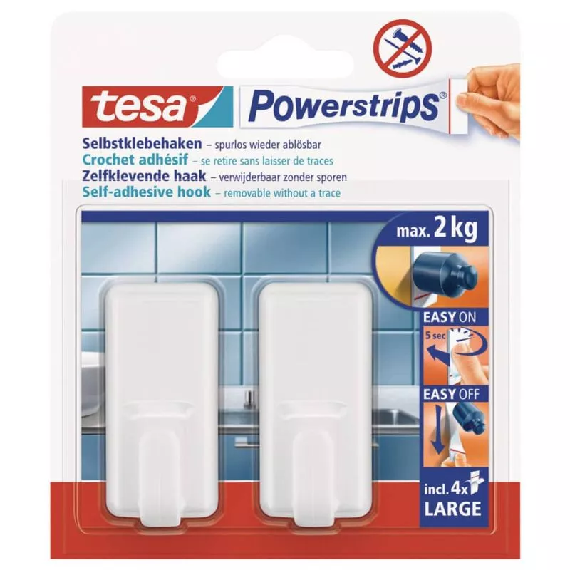 TESA Powerstrips 2 Haken Classic weiß Large 2kg