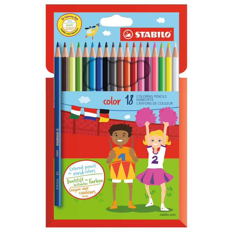 Buntstift - STABILO color - 18er Pack - mit 18 verschiedenen Farben inklusive 3 Neonfarben