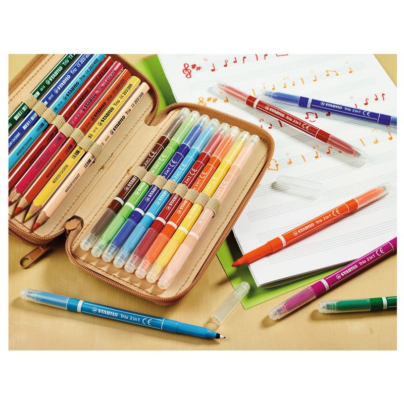 Preview: Filzstift und Fineliner in einem - STABILO Trio 2 in 1 - 10er Pack mit 10 verschiedenen Farben