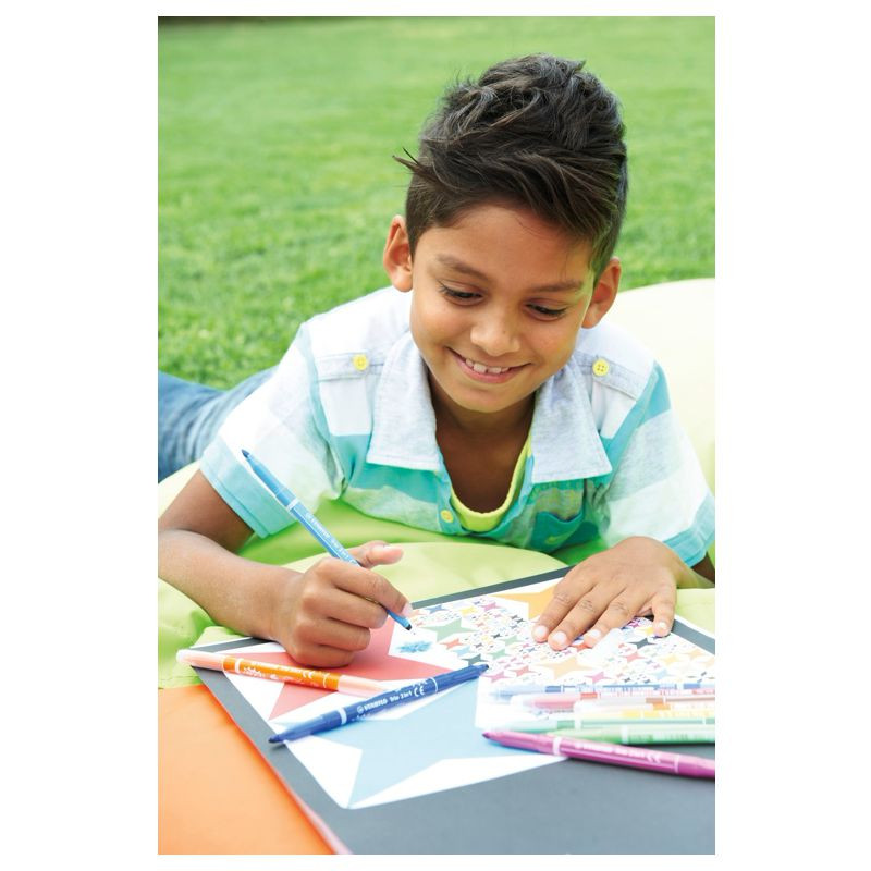 Filzstift und Fineliner in einem - STABILO Trio 2 in 1 - 10er Pack mit 10 verschiedenen Farben