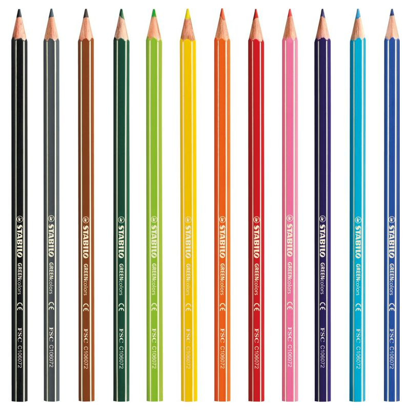 Preview: Umweltfreundlicher Buntstift - STABILO GREENcolors - 12er Pack - mit 12 verschiedenen Farben