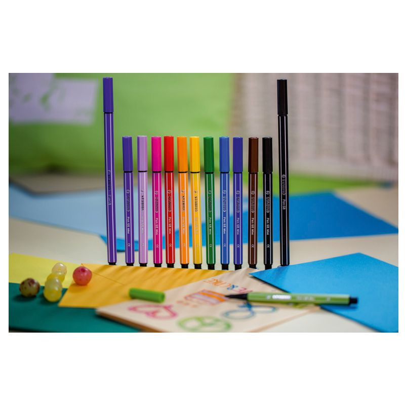 Premium-Filzstift - STABILO Pen 68 Mini - 12er Pack - mit 12 verschiedenen Farben