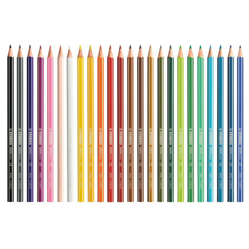 Preview: Umweltfreundlicher Buntstift - STABILO GREENcolors - 24er Pack - mit 24 verschiedenen Farben