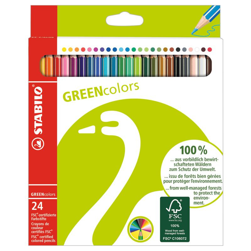 Umweltfreundlicher Buntstift - STABILO GREENcolors - 24er Pack - mit 24 verschiedenen Farben
