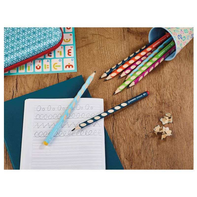 Ergonomischer Dreikant-Bleistift für Rechtshänder - STABILO EASYgraph in petrol - 2er Pack - Härtegrad HB