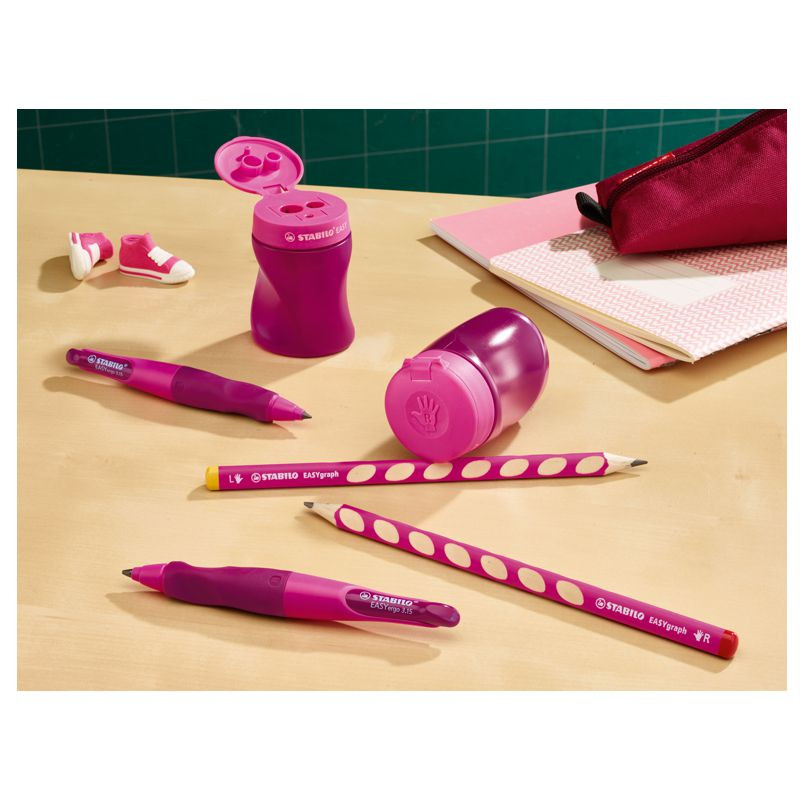 Preview: Ergonomischer Dosen-Spitzer für Linkshänder - STABILO EASYsharpener - 3 in 1 - pink