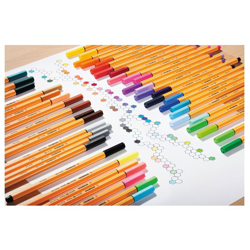 Fineliner - STABILO point 88 - 20er Pack Zebrui - 20 verschiedene Farben inkl. 5 Neonfarben