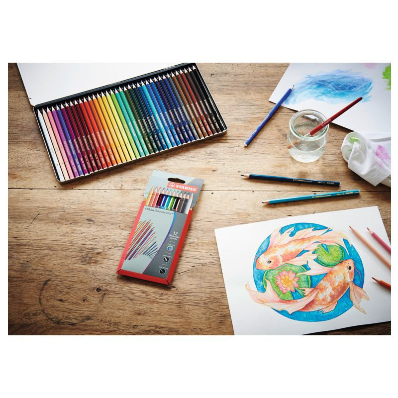 Preview: Aquarell-Buntstift - STABILO aquacolor -12er Pack - mit 12 verschiedenen Farben