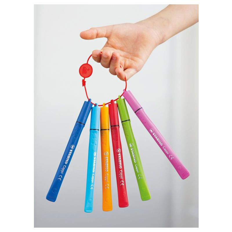 Filzstift mit Kappenring - STABILO Cappi - 12er Pack - mit 12 verschiedenen Farben