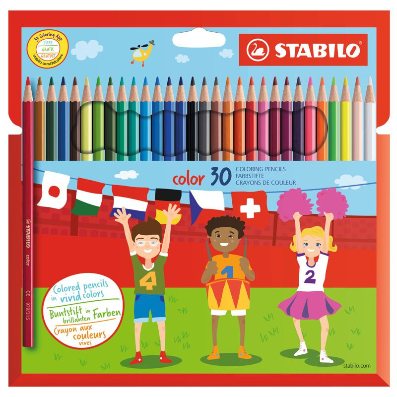 Buntstift - STABILO color - 30er Pack - mit 30 verschiedenen Farben inklusive 4 Neonfarben