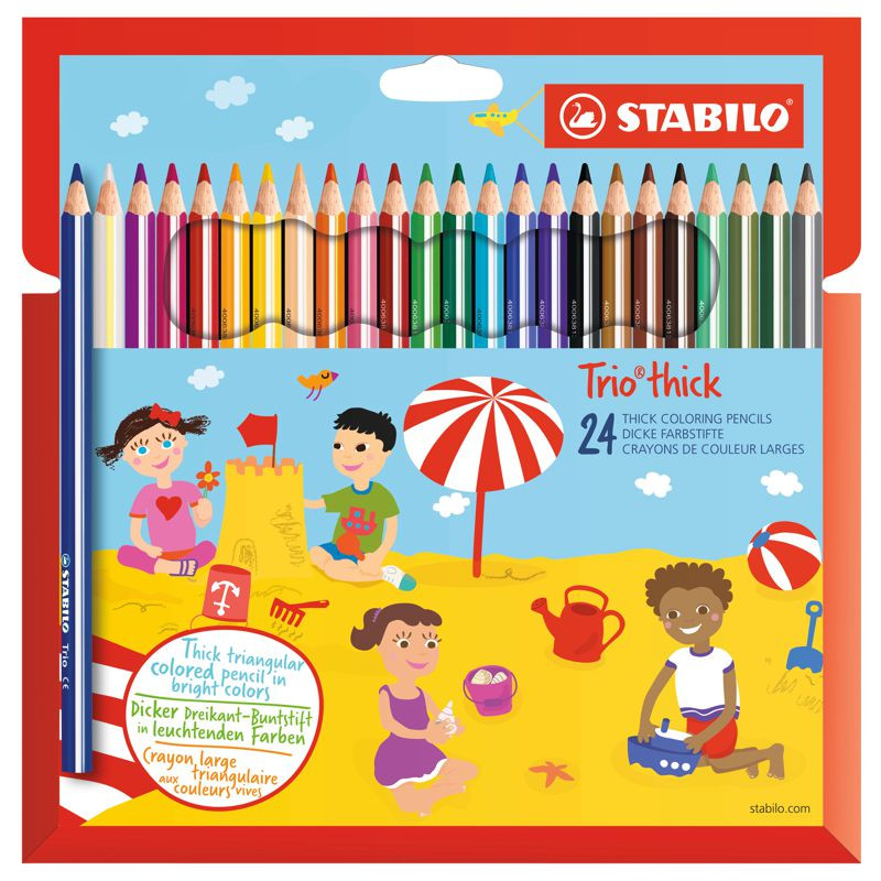 Dreikant-Buntstift - STABILO Trio dick - 24er Pack - mit 24 verschiedenen Farben