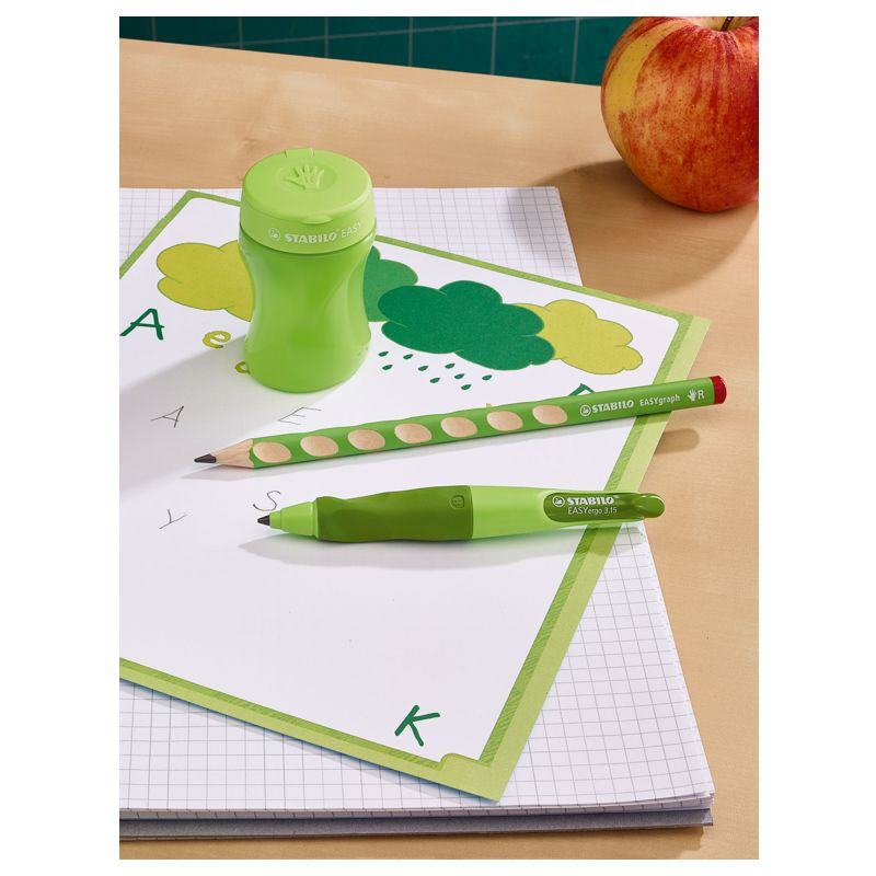 Preview: Ergonomischer Dosen-Spitzer für Rechtshänder - STABILO EASYsharpener - 3 in 1 - grün