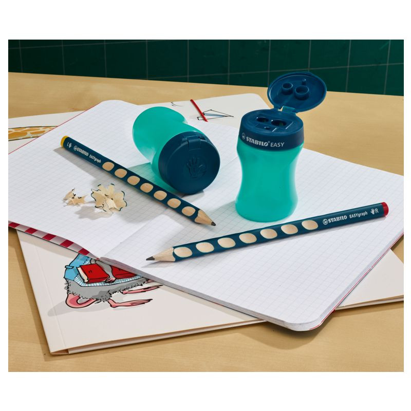 Preview: Ergonomischer Dosen-Spitzer für Rechtshänder - STABILO EASYsharpener - 3 in 1 - petrol