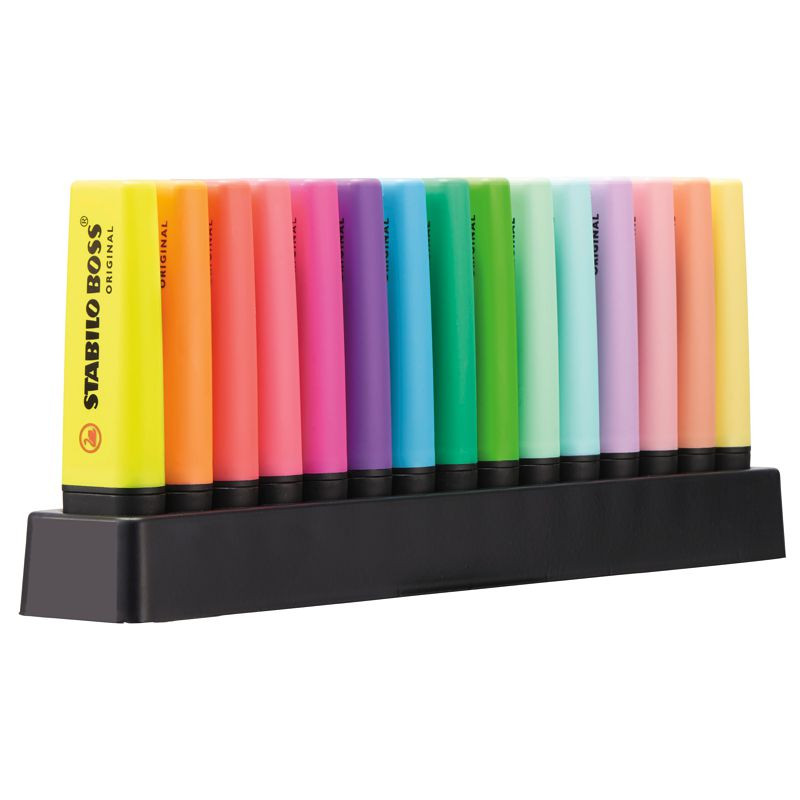Preview: Textmarker - STABILO BOSS ORIGINAL - 15er Tischset - 9 Leuchtfarben, 6 Pastellfarben