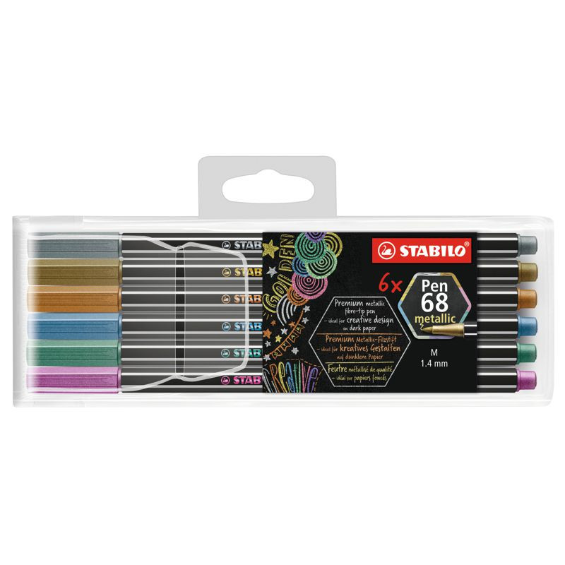 Premium Metallic-Filzstift - STABILO Pen 68 metallic - 6er Pack - mit 6 verschiedenen Metallic-Farben