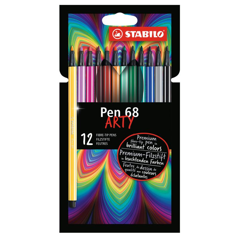 Premium-Filzstift - STABILO Pen 68 - ARTY - 12er Pack - mit 12 verschiedenen Farben