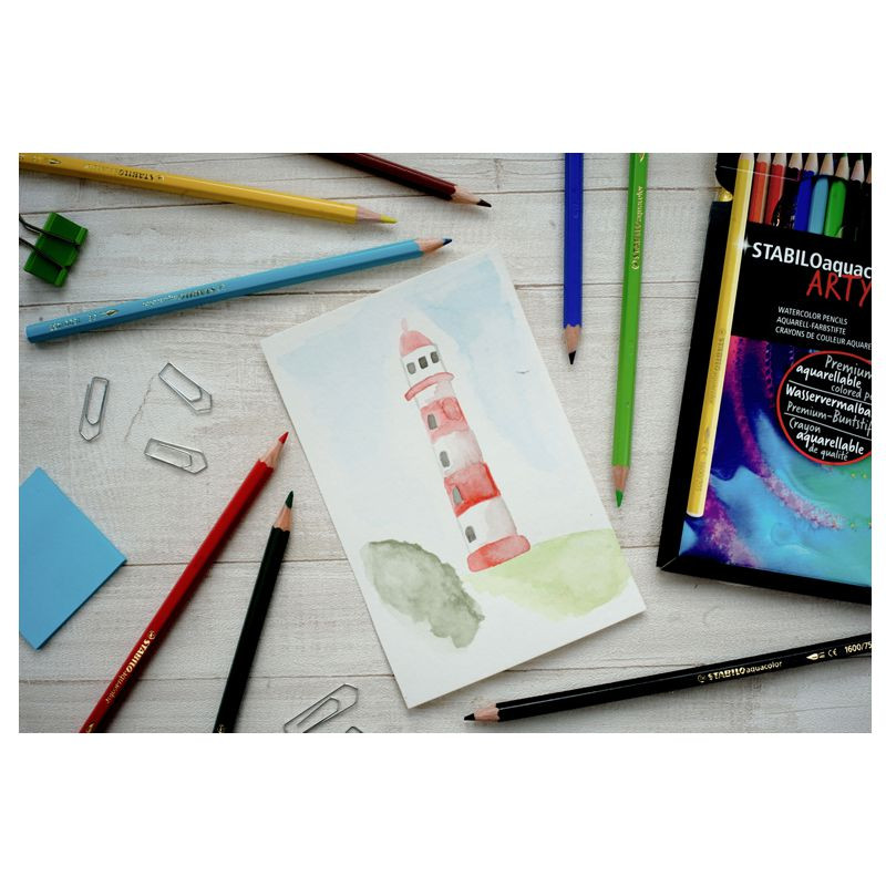 Preview: Aquarell-Buntstift - STABILO aquacolor - ARTY - 24er Pack - mit 24 verschiedenen Farben