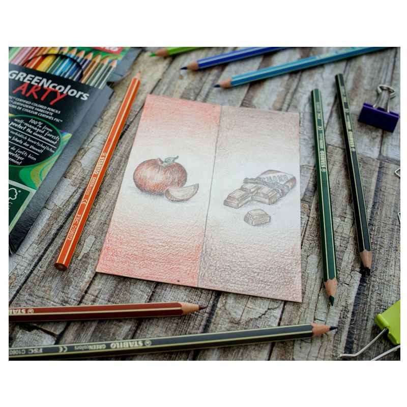 Preview: Umweltfreundlicher Buntstift - STABILO GREENcolors ARTY - 12er Pack - mit 12 verschiedenen Farben