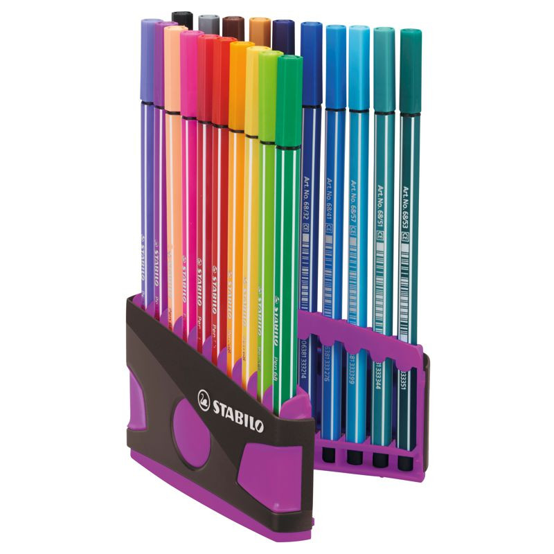 Preview: Premium-Filzstift - STABILO Pen 68 Colorparade - 20er Tischset in anthrazit/pink - mit 20 verschiedenen Farben