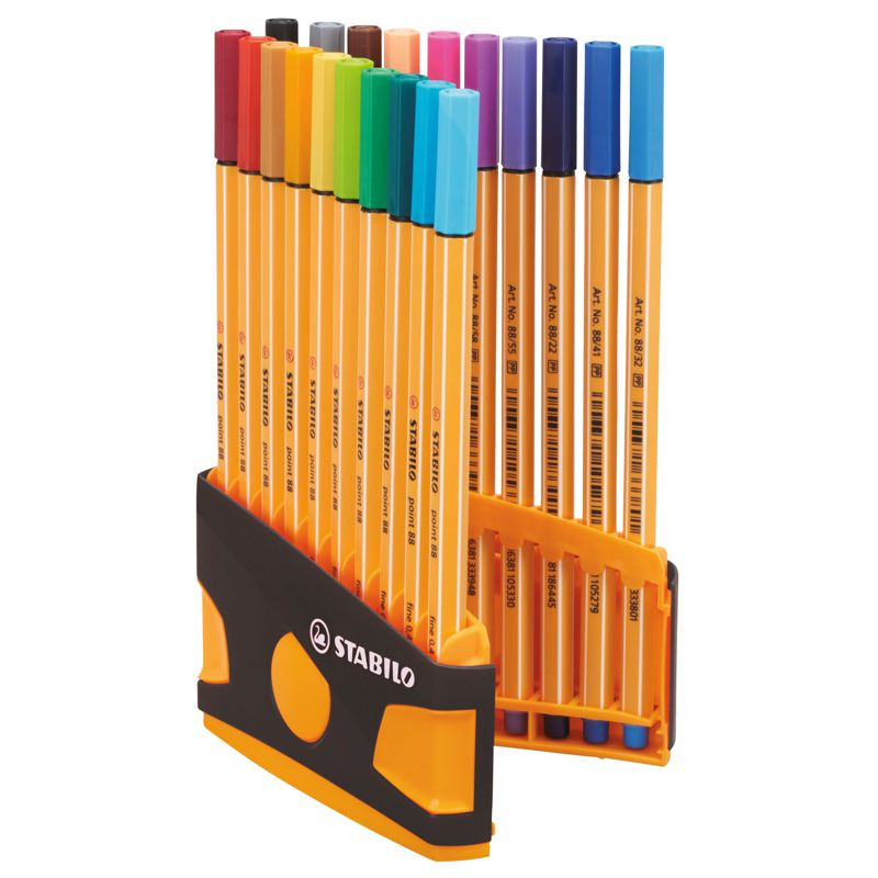 Preview: Fineliner - STABILO point 88 ColorParade - 20er Tischset in anthrazit/orange - mit 20 verschiedenen Farben