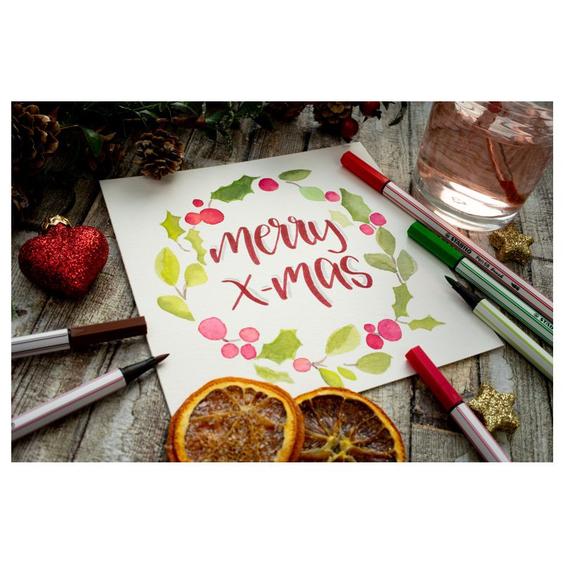 Premium-Filzstift mit Pinselspitze für variable Strichstärken - STABILO Pen 68 brush - 15er Metalletui - mit 15 verschiedenen Farben