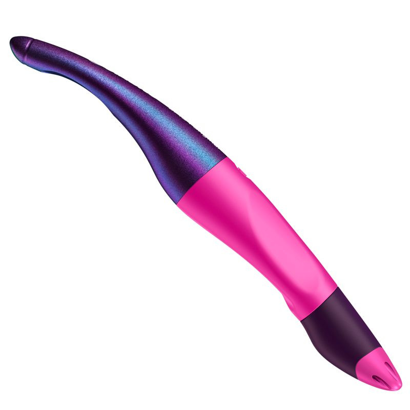 Preview: Ergonomischer Tintenroller für Linkshänder - STABILO EASYoriginal Holograph Edition in magenta -  Einzelstift - Schreibfarbe blau (löschbar) - inklusive Patrone