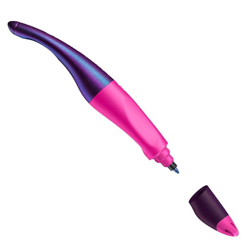 Preview: Ergonomischer Tintenroller für Linkshänder - STABILO EASYoriginal Holograph Edition in magenta -  Einzelstift - Schreibfarbe blau (löschbar) - inklusive Patrone